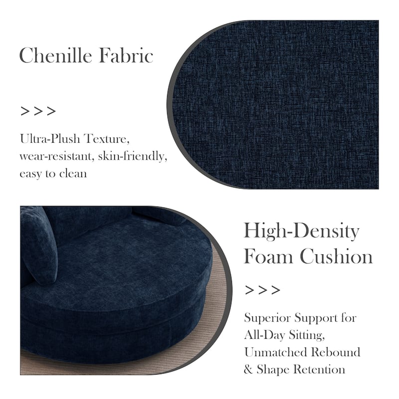 50.2"W Accent Barrel Chair,360° Swivel Club Chair with Metal Base