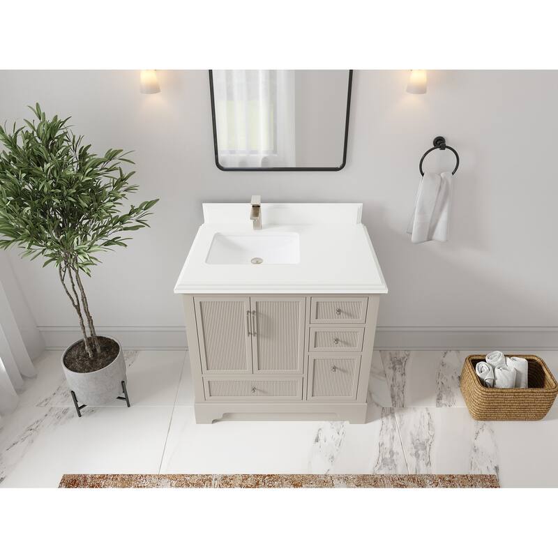 Willow Collections 36 in. W x 22 in. D Alys Left Offset Sink Bathroom Vanity with Countertop