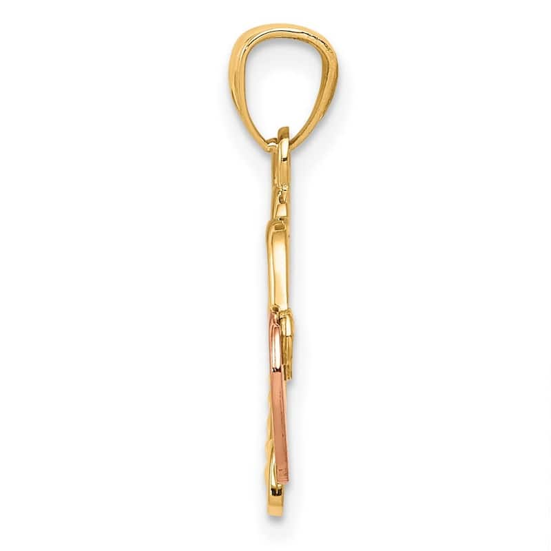 Curata 14k Two-Tone Gold 18" Heart Lock and Key Pendant Necklace