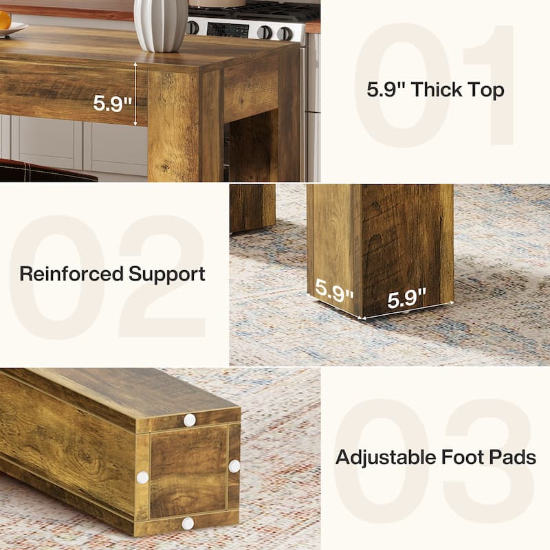 63" Rectangular Dining Table, Wooden Kitchen Table for Family Meals, Apartment & Small Spaces