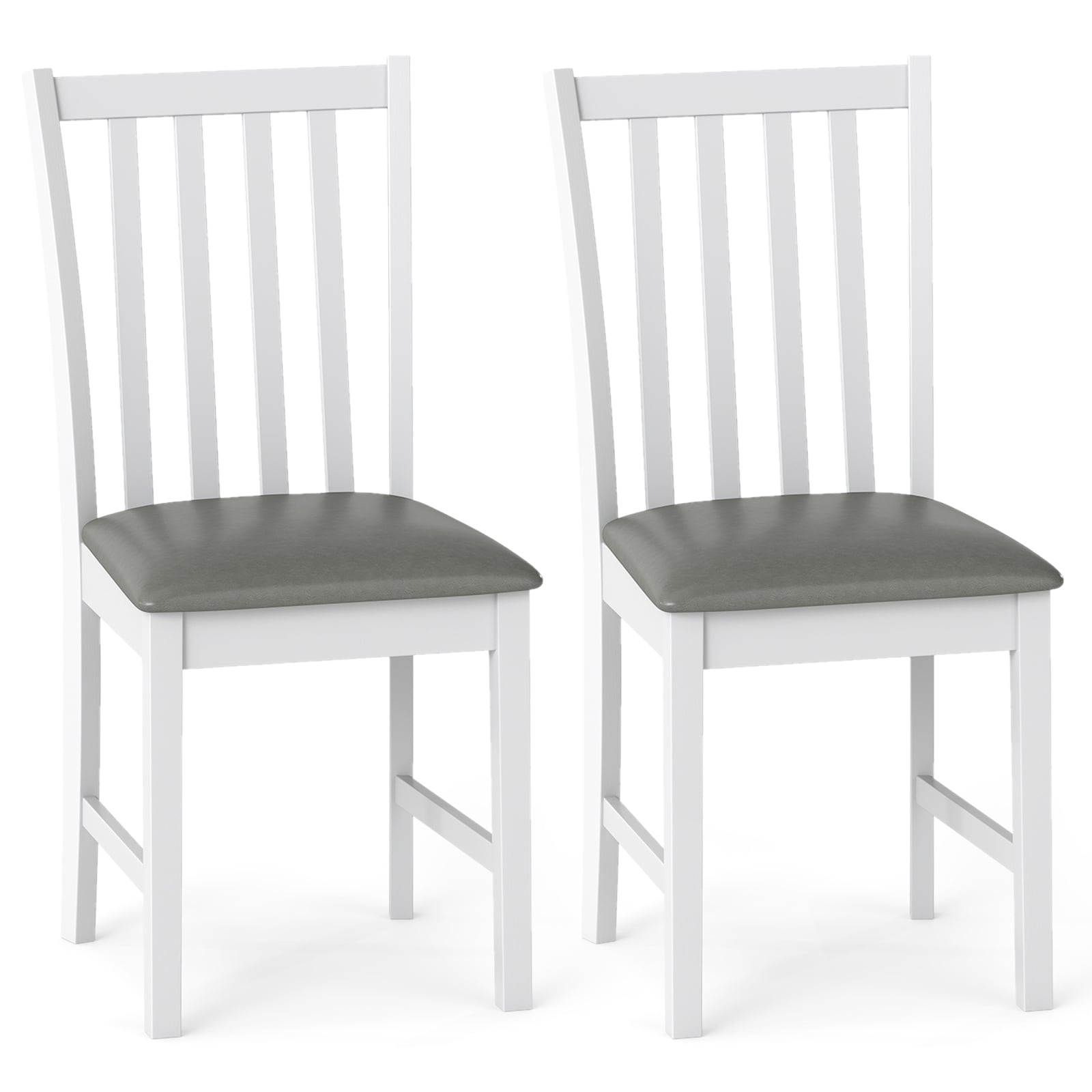 Gymax Wooden Dining Chair Set of 2 w/Rubber Wood Frame & Padded Seat &