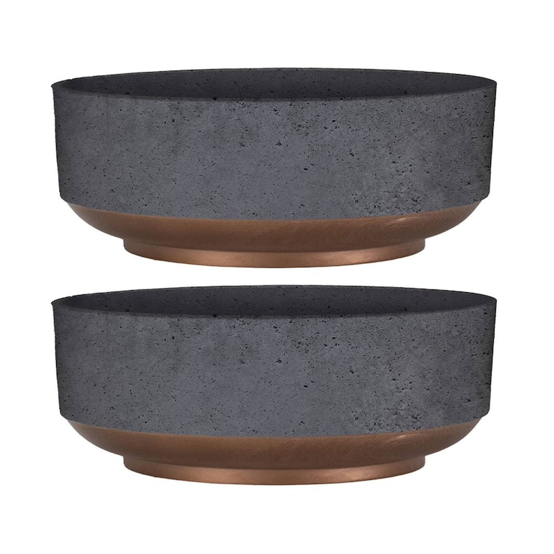 The HC Companies Capri Bowl Succulent Planter, Faux Concrete Copper (2 Pack) - 0.60