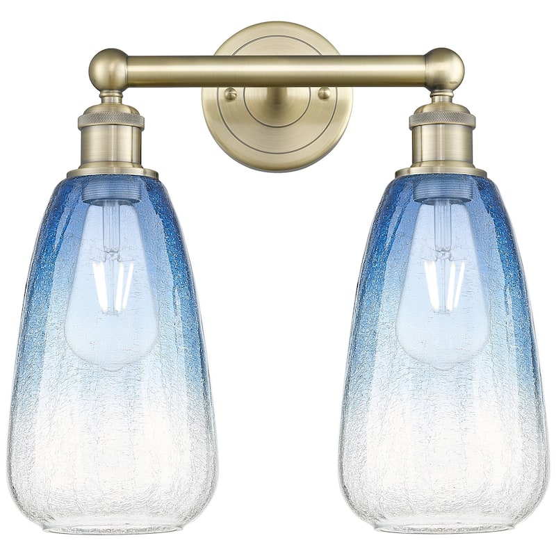 Innovations Lighting 616-2W-16-15 Brookhaven Almond Vanity Brookhaven - Antique Brass / Sapphire Blue