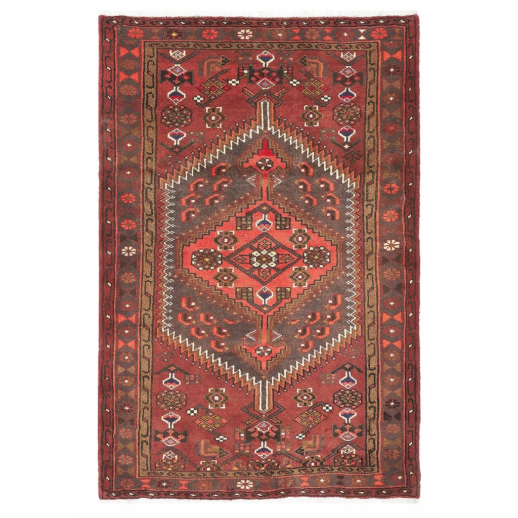 ECARPETGALLERY Hand-knotted Andelz Dark Red Wool Rug - 3'4 x 4'11