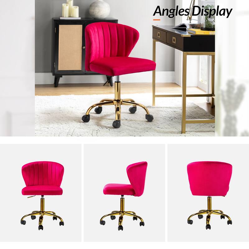 Ilia Modern Velvet Wingback 360 degree Ergonomic Office Task Chair with Channel Tufted Back by HULALA HOME
