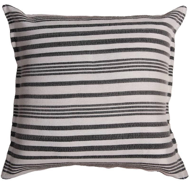 Rizzy Home Stripe Transitional Throw Pillow - Dark Gray - Down