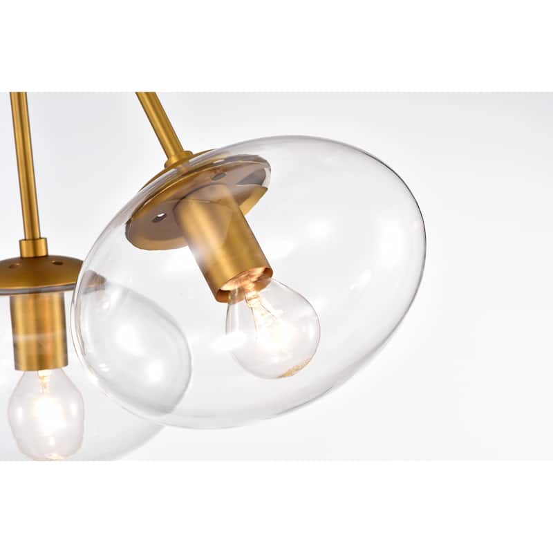 Tashan Aged Brass 3-Light Globe Clear Glass Shade Semi-Flush Mount