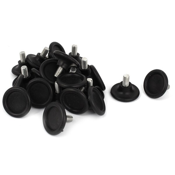 24Pcs Metal Threaded Rod Round Plastic Base Leveling Feet Foot 10x45x35mm