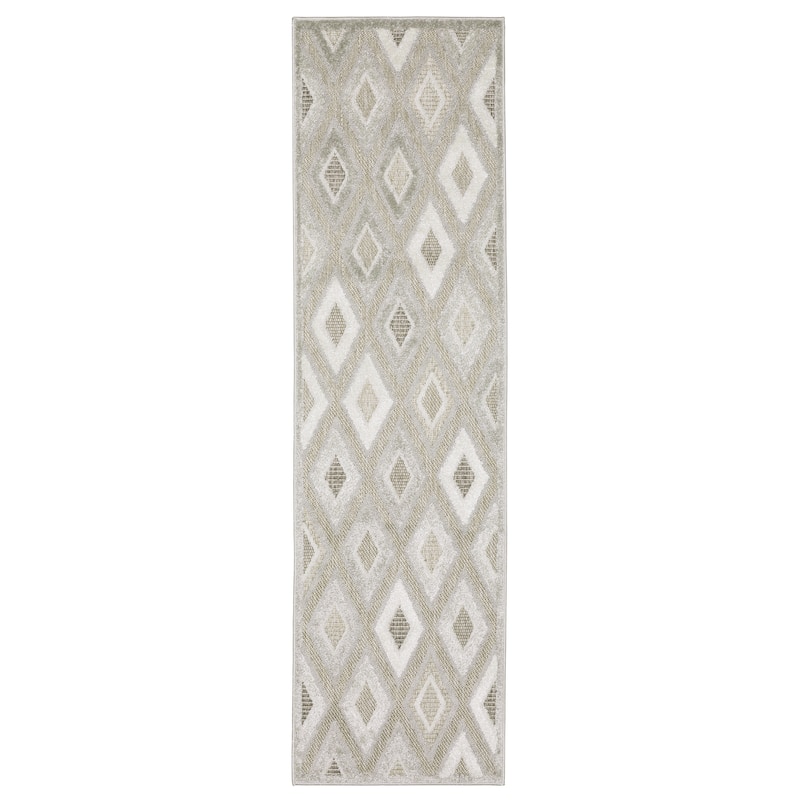 Style Haven Thassos Tonal Diamonds Beige/ Grey Mixed Pile Area Rug - 2' 3" x 7' 6" - Runner