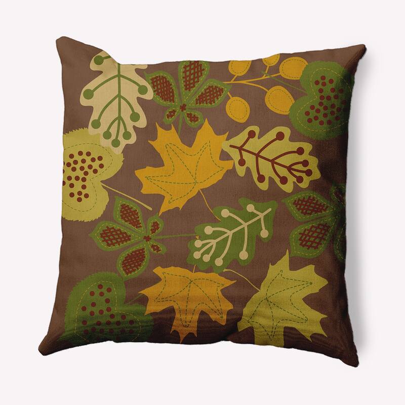 Fall Leaves Indoor/Outdoor Throw Pillow - 16" x 16" - Brown