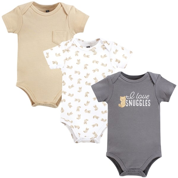 slide 1 of 1, Hudson Baby Infant Boy Cotton Bodysuits, Love Snuggles Bear 12-18 Months - Love Snuggles Bear