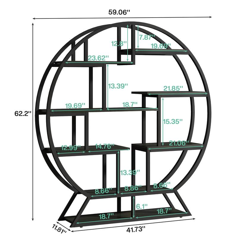 Industrial Round Plant Stand, 63 Inch Plant Shelf Holder, Multipurpose Flower Pot Stands with 8 Shelves