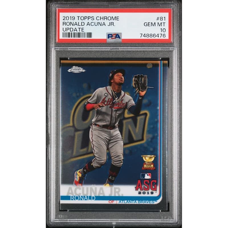Ronald Acuna Jr 2019 Topps Chrome Update Baseball Card #81 Graded PSA 10 - 8'6" x 11'6"