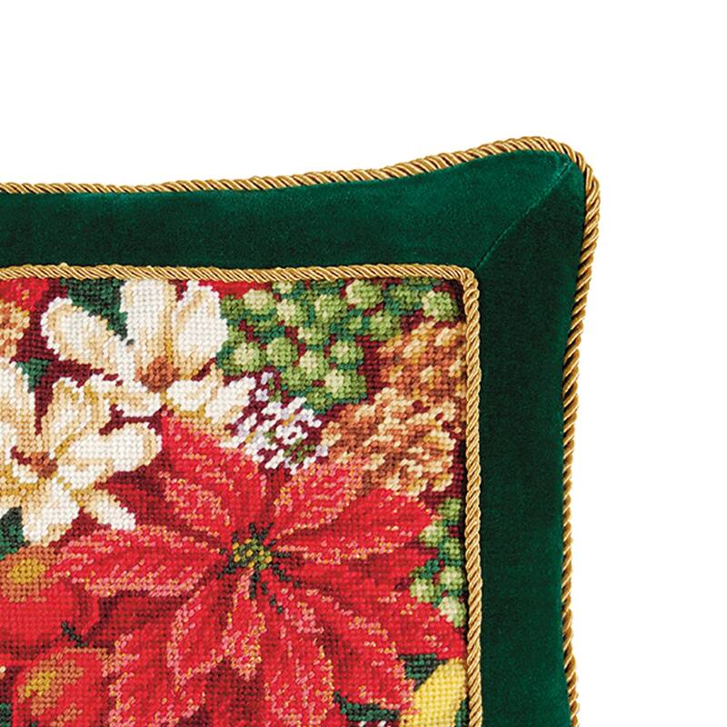 Christmas 14" x 18" Crimson Glory Needlepoint Pillow