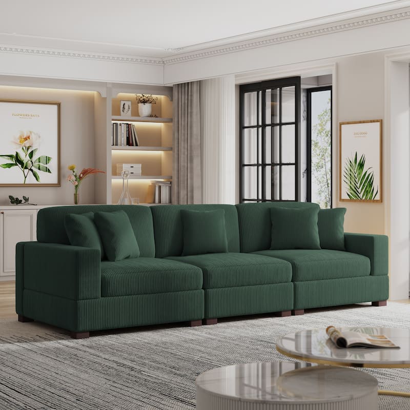 Modern Oversized Modular Sectional Sofa Set With Pillows - Hunter Green-ArmChair&Armless Chair