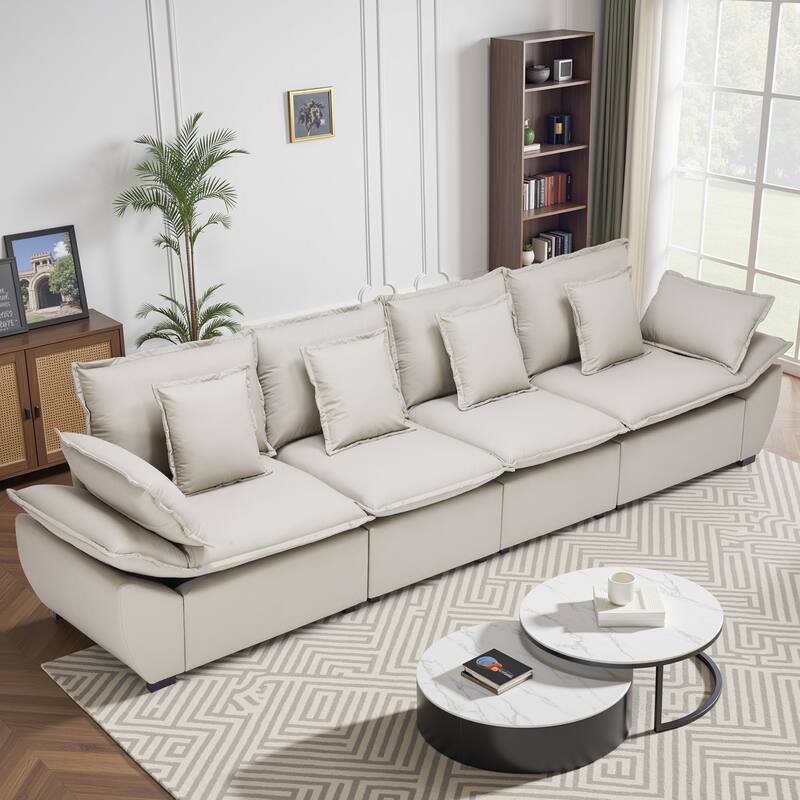 Oversized Upholstered Sofas with Deep Seat for Living Room - Light Gray-4-Seat Sofa