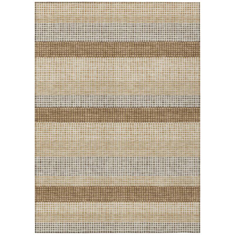 Machine Washable Indoor/ Outdoor Cabana Stripe Chantille Rug