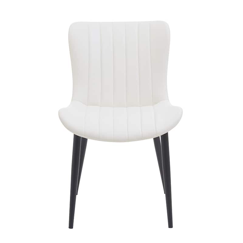 Dining Chairs Set of 2, Modern Upholstered Dining Chairs, Armless Faux Leather Accent Chairs with Backrest, Metal Legs