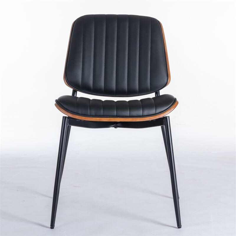 Modern Retro Faux Leather Chair with Metal Legs (Set of 2)