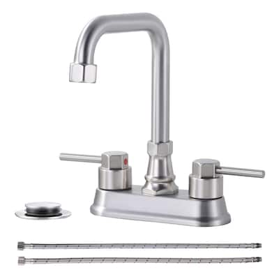 WOWOW 4 in. Centerset Double Handle High Arc Bathroom Faucet