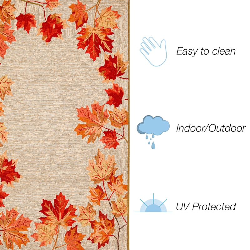 Liora Manne Ravella Falling Leaves Border Indoor/Outdoor Rug