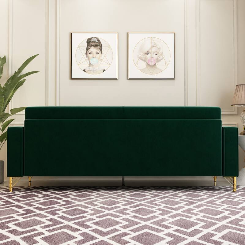 Modern Tufted Velvet Loveseat Upholstered Sofa with Removable Cushions and Pillows - 85.63 in.D x 30.31 in.W x 30.51 in.H