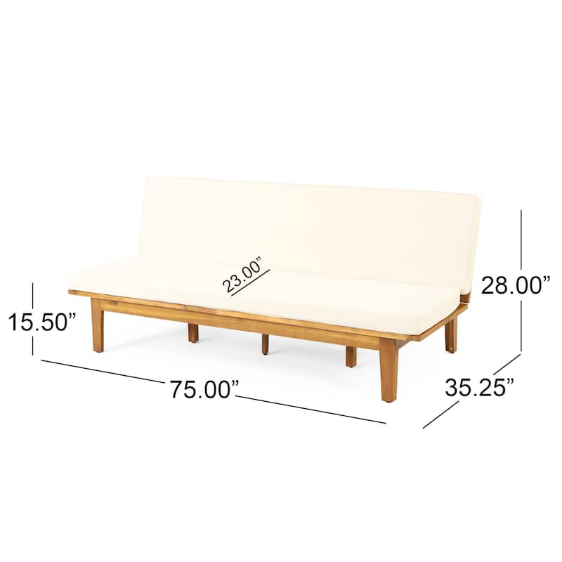 Jill Outdoor Acacia Wood Outdoor Convertible Daybed with Cushion by Christopher Knight Home