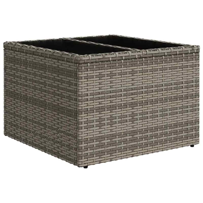 vidaXL 11 Piece Patio Sofa Set with Cushions Black Poly Rattan - 24.4" x 24.4" x 27.2"