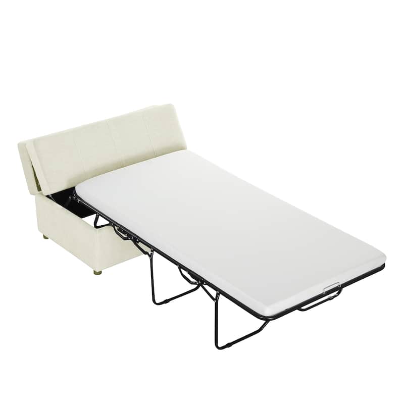 Folding Ottoman Sleeper Couch Bed with Mattress, Convertible Guest Bed, Pull-Out Ottoman Sofa Bed
