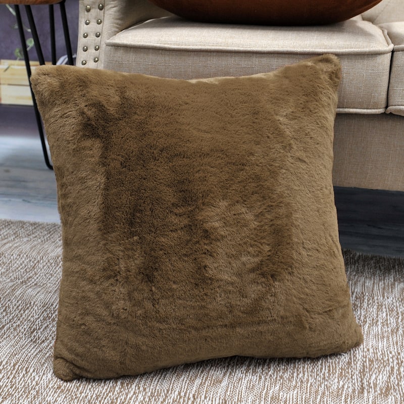 Decorative Solid Fauxfur Square Pillow Covers set of 2, NO INSERT