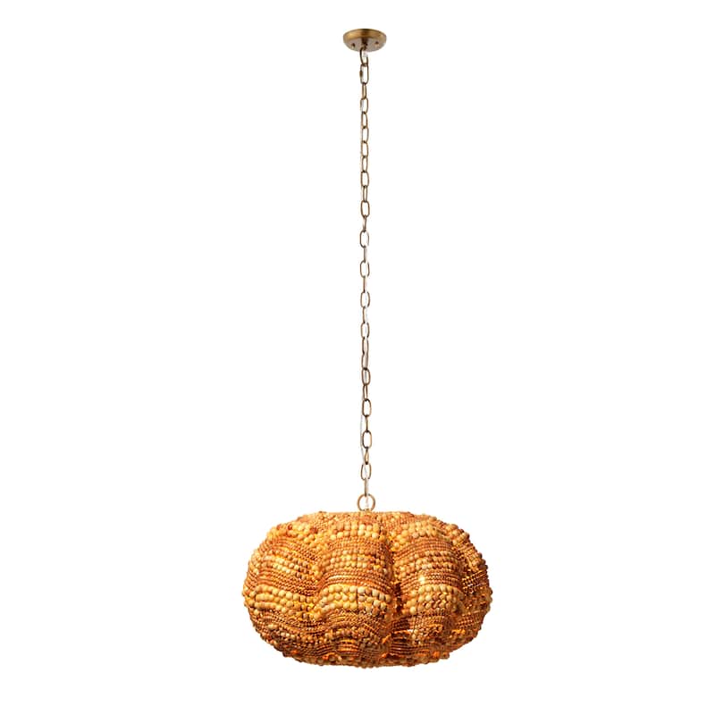 Jamie Young Clamshell Wood Beaded 4-Light Chandelier