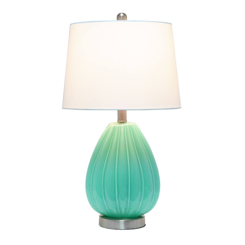 23.25 in. Seafoam Finish Table Lamp with White Shade, Sturdy Table Lamp for Living Rooms and Bedrooms