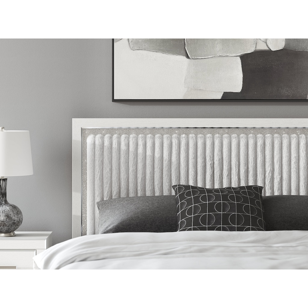 Signature Design by Ashley Birmonton White King Upholstered Panel Heaboard