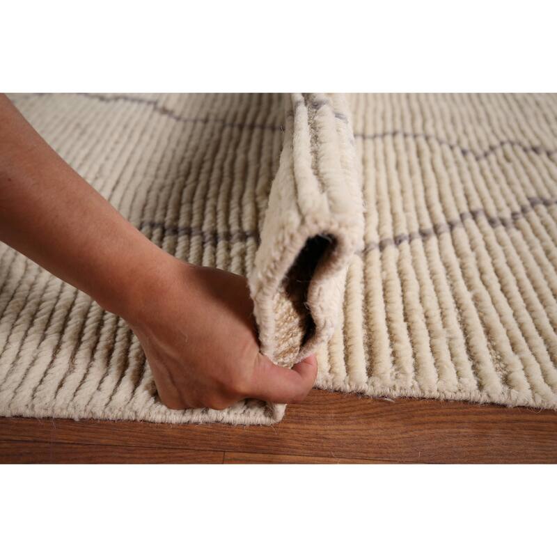 All-Over Abstract Moroccan Palace Size Area Rug Handmade Wool Carpet - 12'2"x 15'5"