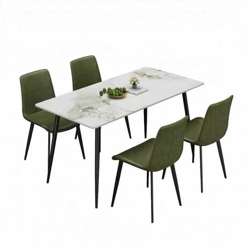 Dining Chairs 2PCS, Modern Kitchen & Dining Room Chairs, Upholstered Faux Leather Cushion Seat and Sturdy Metal Legs