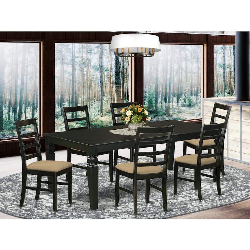 Dining Table Set for 8 - Kitchen Table with Chairs - Modern Black Finish - HomeStock