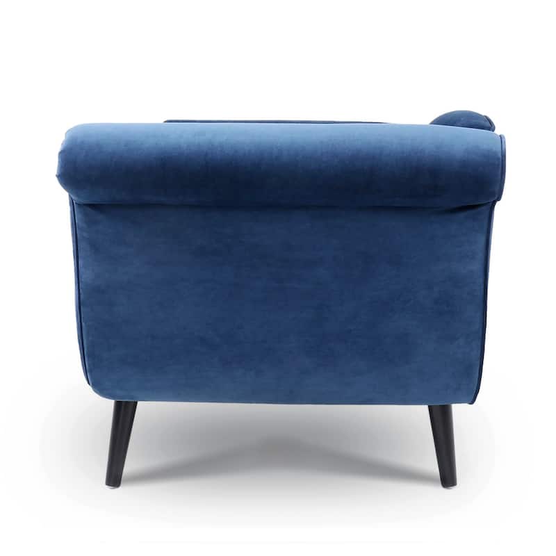 Upholstered Chaise Lounge Chair Indoor, Classic Sled Lounge Chair with Birch Legs & Lumbar Pillow for Living Room, Bedroom