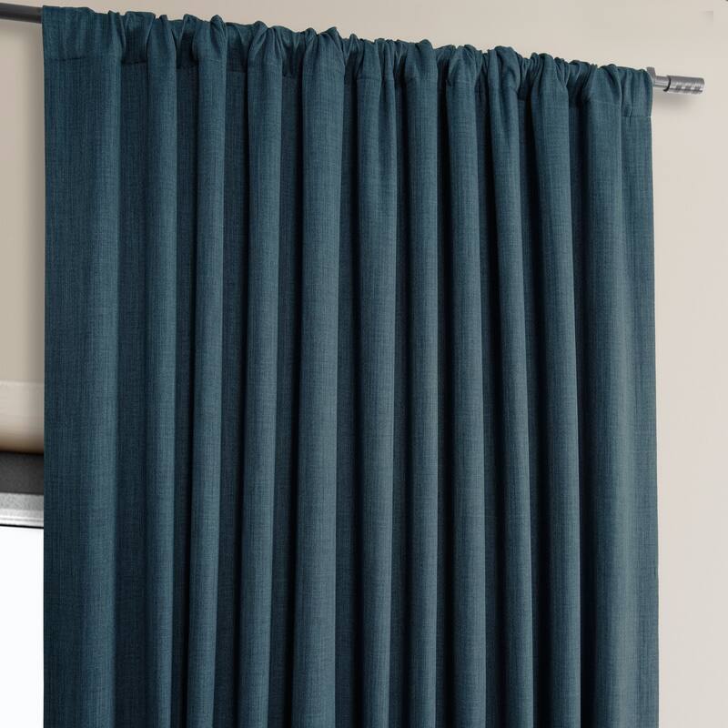 Exclusive Fabrics Faux Linen Extra Wide Room Darkening Curtains Panel - Versatile Privacy Drapery for Wide Windows (1 Panel)
