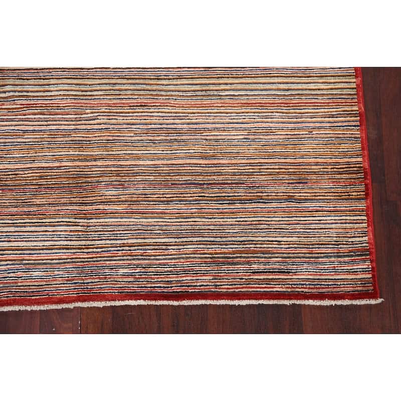Striped Modern Gabbeh Kashkoli Oriental Area Rug Handmade Wool Carpet - 4'9" x 6'6"