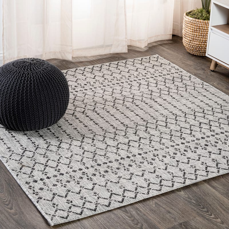 JONATHAN Y Trebol Moroccan Geometric Textured Weave Indoor/Outdoor Area Rug