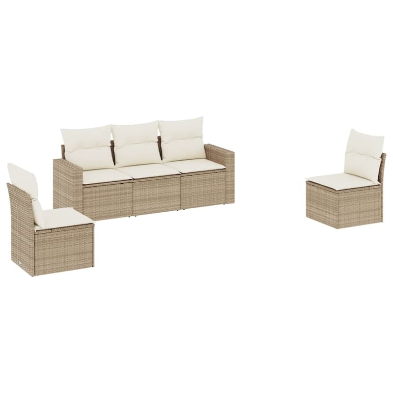 vidaXL Garden Sofa Set Beige PE rattan, powder-coated steel Standard - 24.4 x 25.8 x 27.2