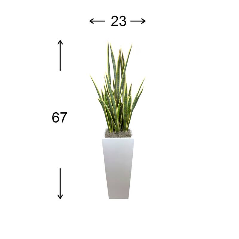 6 ft Faux Snake Plant in Fiberstone Pot - Green
