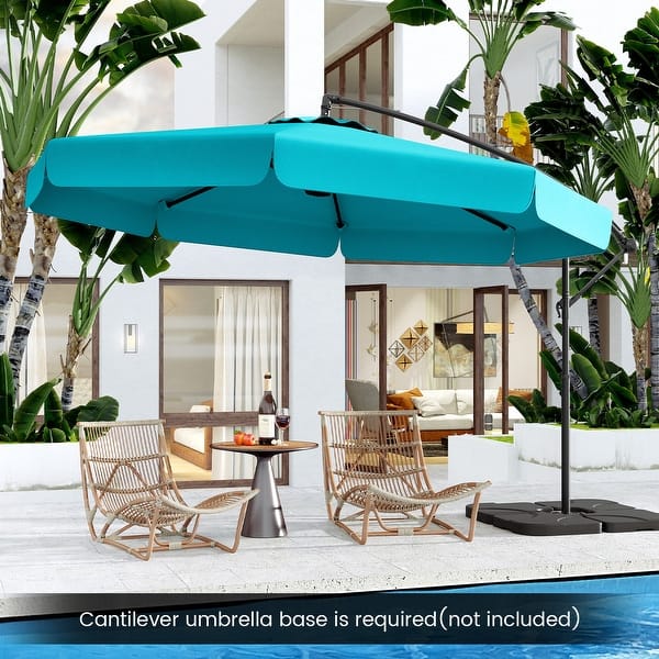 gymax 11ft patio offset hanging cantilever umbrella 360 degree tilt Outsunny with Base Crank Brown And it has a dual top design with a functional wind vent on the top for air circulation Gymax 10FT Offset Hanging Umbrella