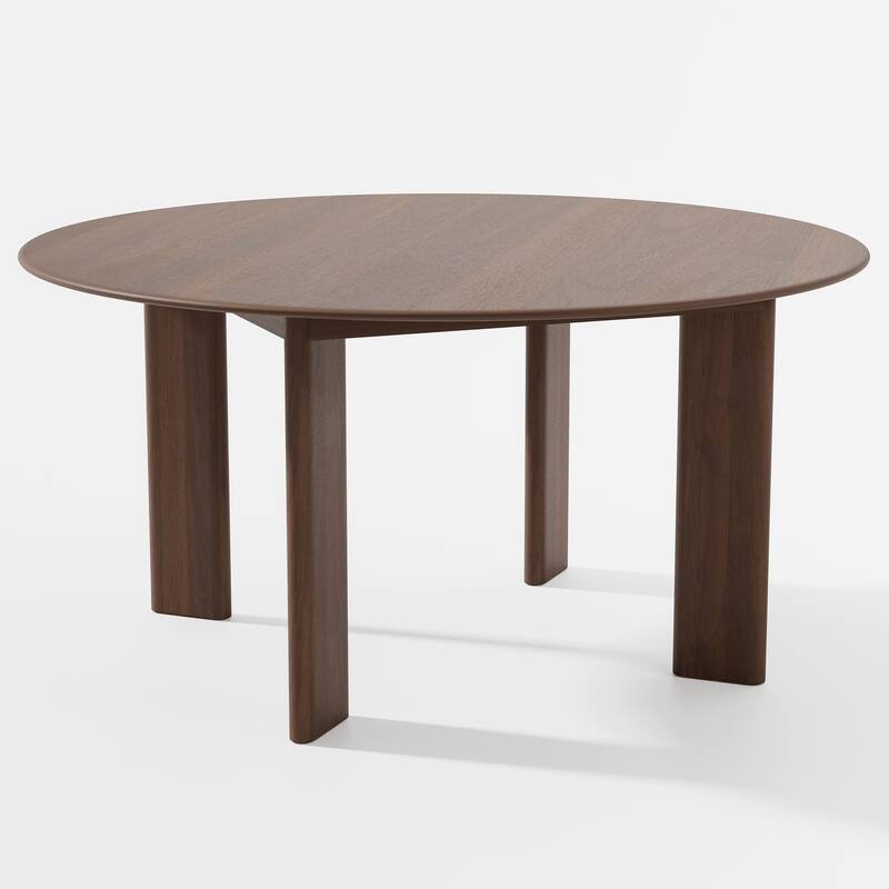 HomeRoots 59" Brown Solid Wood Round Top Dining Table - 58.50 in. x 29.64 in. x 58.50 in.