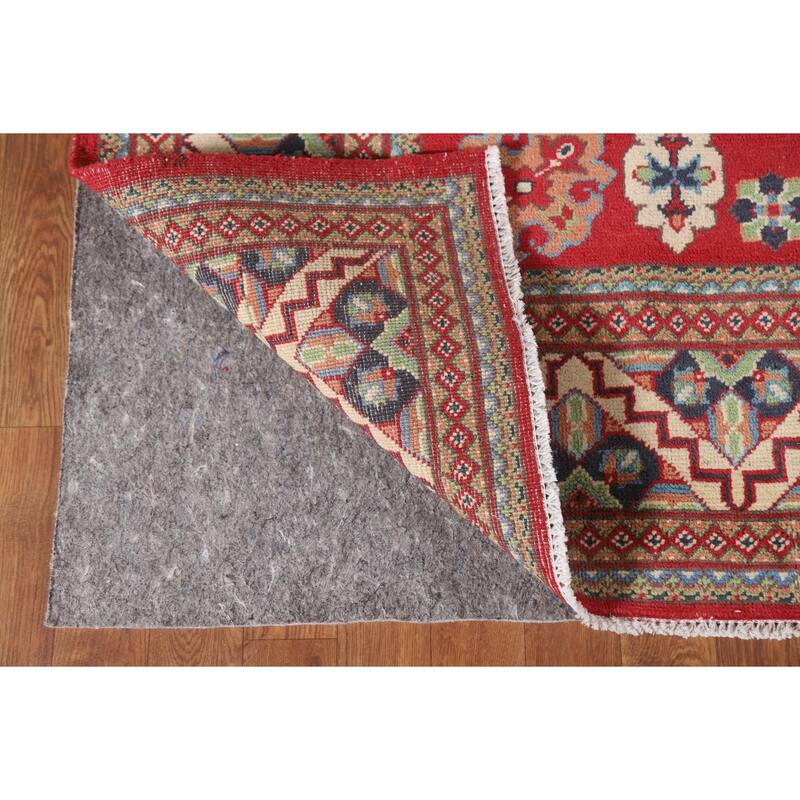 Hand Knotted Oriental 100% Wool Carpet Traditional Geometric Red Kazak Area Rug - 9' 10'' X 6' 5''