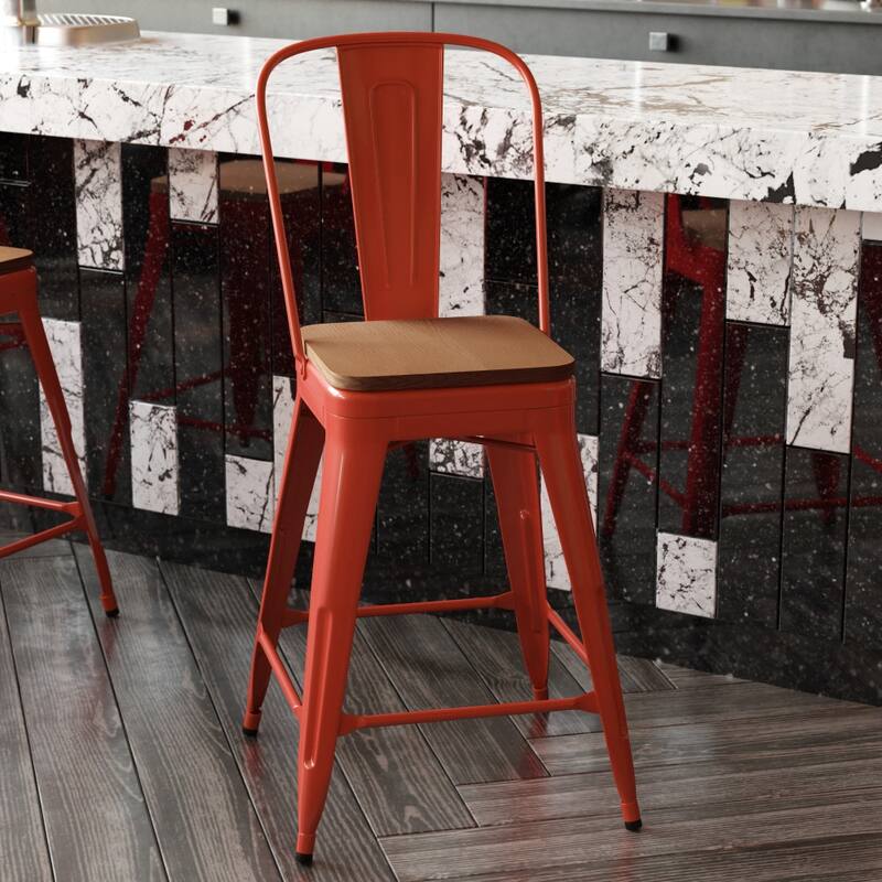All-Weather Commercial Counter Stool with Removable Back & Poly Resin Seat