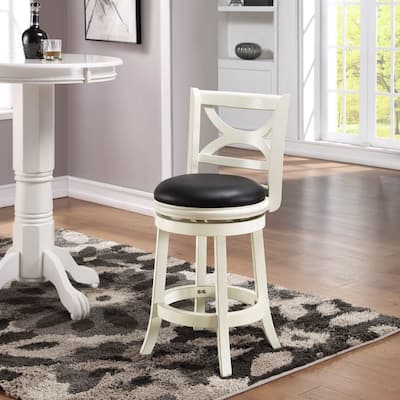 Florence Solid Hardwood Black 24-inch Plush-seat Swivel Stool