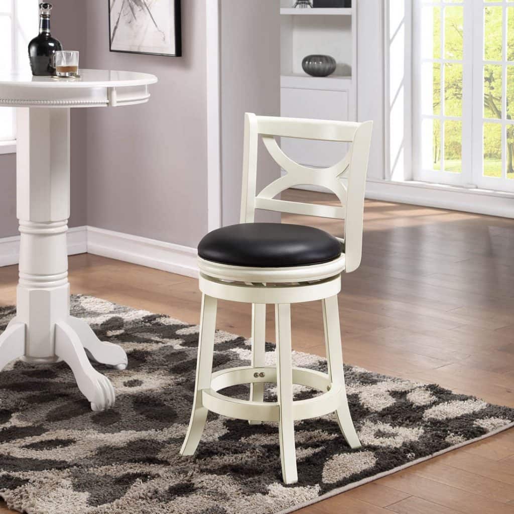 Florence Solid Hardwood Black 24-inch Plush-seat Swivel Stool