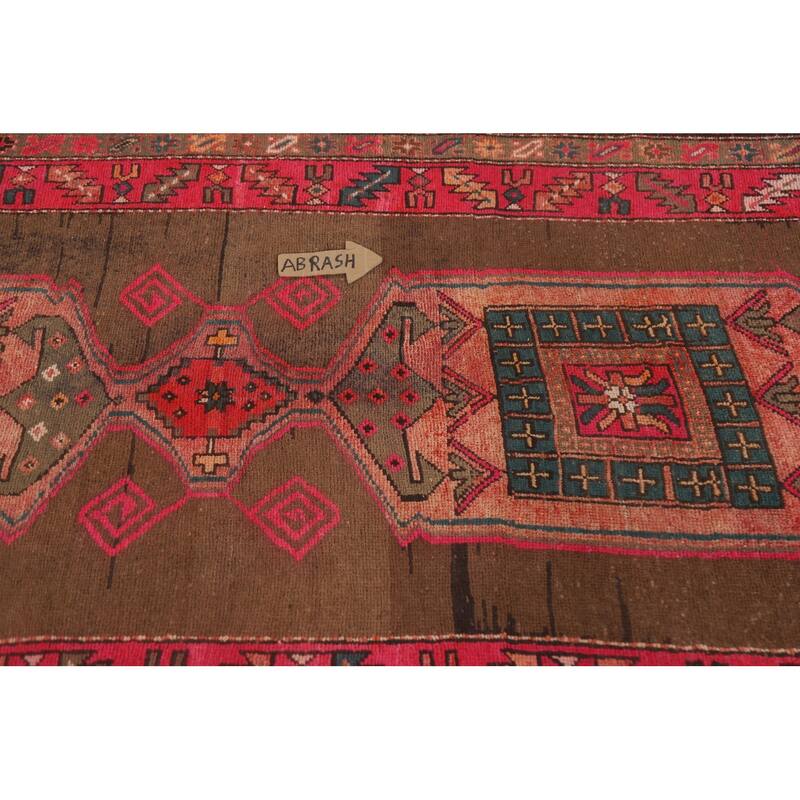 Ardebil Persian Vintage Runner Rug Hand-knotted Wool Carpet - 3'10" x 13'2"