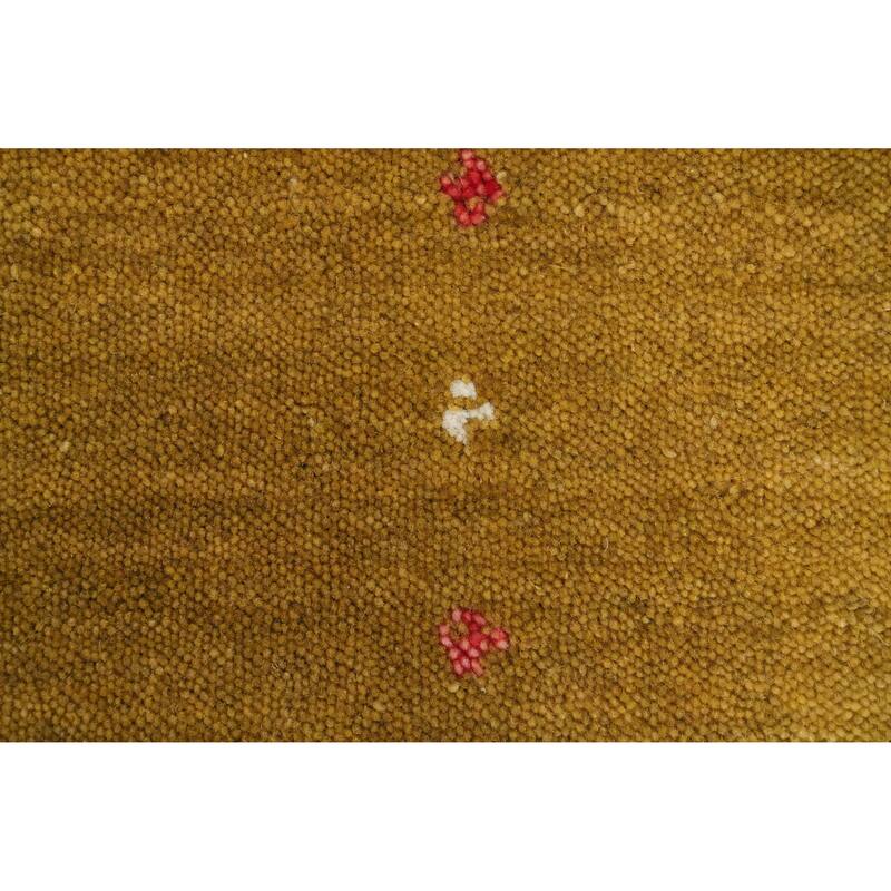 Hand Knotted Oriental 100% Wool Carpet Tribal Animal Pictorial Yellow & Gold Gabbeh Area Rug - 3' 0'' X 2' 0''